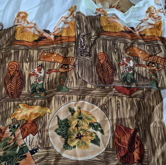 Vintage-Inspired Pacific Blue Graphic Hawaiian Button-Down Shirt - XXL - Picture 3 of 5
